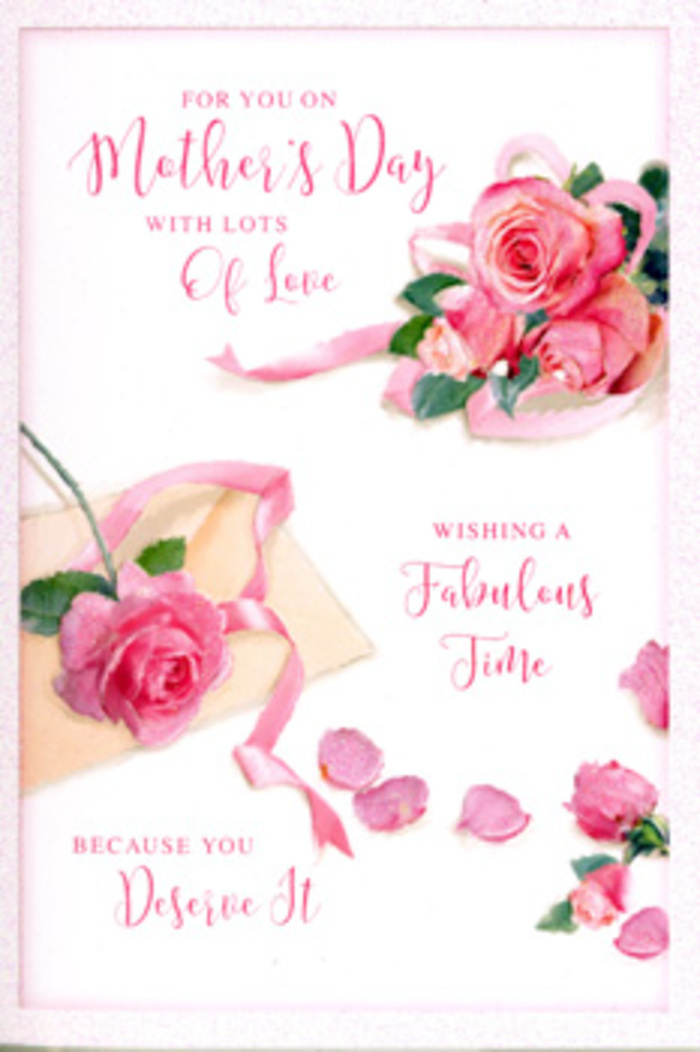 This Mother's Day card appears like a carefully styled flat-lay photograph, as if a Hornsey florist had placed a floral arrangement on a blank page and paused to admire it. The background is a gentle, luminous white, against which the pink roses stand out with striking softness. Each rose is full and rounded, with many layered petals that shift from lighter, almost pearly pink at the edges to deeper, more saturated rose hues toward the centre, suggesting blooms at their most fragrant. The flowers are positioned in relaxed clusters, some nestled closely together to form the impression of a small bouquet, while others rest at slight distances, giving the composition breathing space. Around these main blooms, individual petals lie in a scattered pattern, some overlapping like tiny silk fans, others turned slightly on their sides, adding a sense of texture and movement, like petals gently fallen after a breeze along Hornsey's tree-lined streets. A narrow, pastel ribbon weaves through the central grouping, elegantly draped with just enough curve to suggest a supple, satin finish, the type of ribbon often tied around bespoke bouquets before they leave for local delivery. Flowing, decorative lettering sweeps across the card, offering a loving Mother's Day message in fluid strokes that echo the curves of the petals and the ribbon. The overall lighting is soft and natural, without harsh contrast, creating delicate shadows that give the roses and petals a three-dimensional presence, as though you could reach out and touch them. The card conveys warmth, gratitude, and tenderness, perfectly suited to accompany fresh flowers arriving at a Hornsey doorstep on Mother's Day morning.
